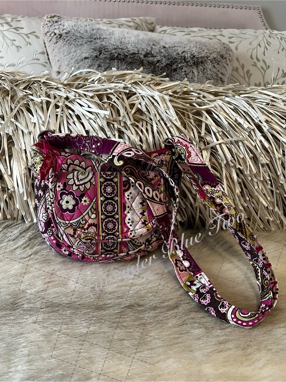VERA BRADLEY Very Berry Paisley  2010 Little Lizzy Crossbody Purple Pink Y2K